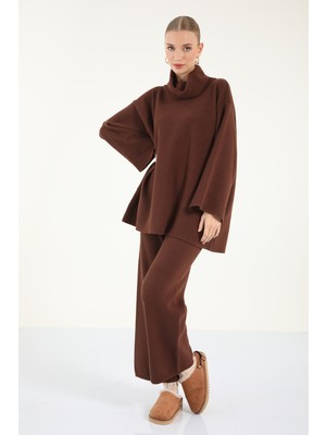 Suede Style 40938 - Şık Rahat Triko Balıkcı Yaka Alt Üst Takım