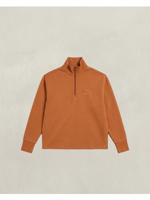 Gant Kadın Kahverengi Kısa Kollu Yarım Fermuarlı Sweatshirt 42526311T.273