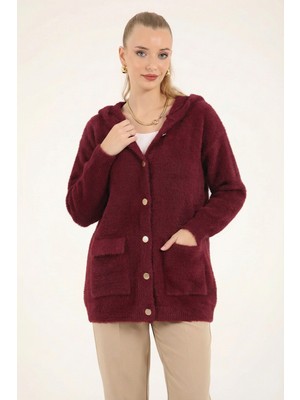 Suede Style 40936 - Şık Rahat Kapüşonlu Kadın Triko Ceket