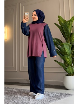 Suede Style 6448 - Şık Rahat Modal Interlok Örgü Kumaş Salaş Kadın Takım