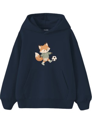 The Lucid Lab Fox Kicking A Football Çocuk Hoodie