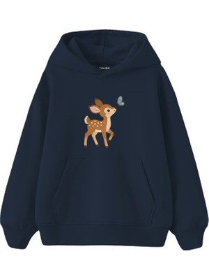 The Lucid Lab Fawn Looking At A Butterfly Çocuk Hoodie
