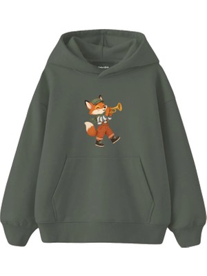 The Lucid Lab Fox Playing A Trumpet Çocuk Hoodie