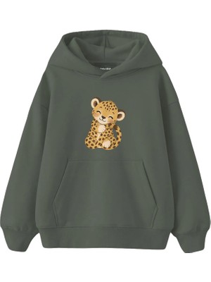 The Lucid Lab Baby Leopard Hugging Its Tail Çocuk Hoodie