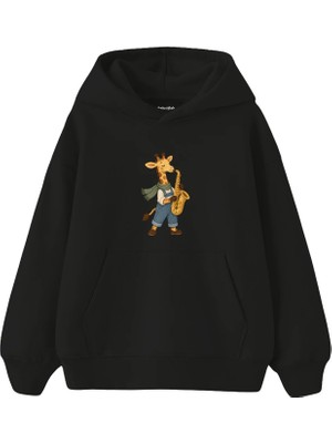 The Lucid Lab Giraffe Playing A Saxophone Çocuk Hoodie