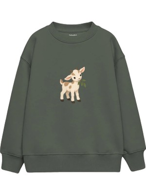 The Lucid Lab Goat Kid Nibbling A Leaf Çocuk Sweatshirt