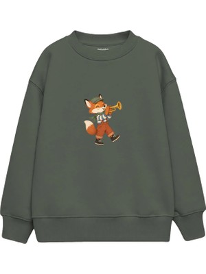 The Lucid Lab Fox Playing A Trumpet Çocuk Sweatshirt