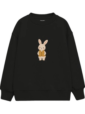The Lucid Lab Rabbit In A Mustard Knitted Vest Çocuk Sweatshirt