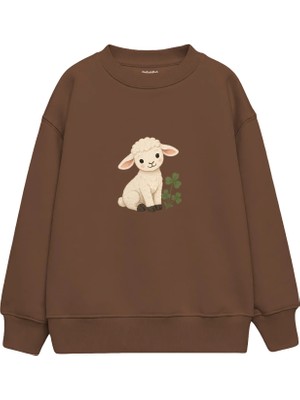 The Lucid Lab Lamb Sitting Beside Clover Çocuk Sweatshirt