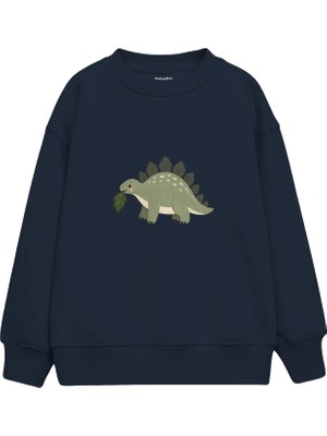 The Lucid Lab Sage Stegosaurus Carrying A Leaf Çocuk Sweatshirt