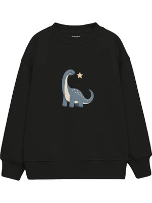 The Lucid Lab Dusty Blue Sauropod With A Small Star Çocuk Sweatshirt
