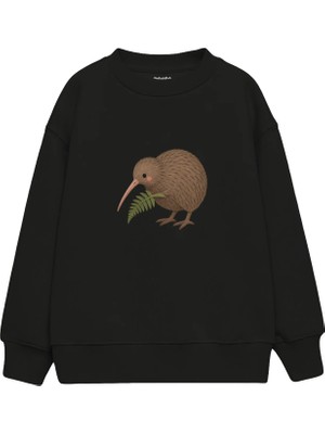 The Lucid Lab Kiwi Bird With A Small Fern Çocuk Sweatshirt