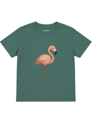 The Lucid Lab Flamingo Balancing On One Leg Çocuk Tişört - Yeşil