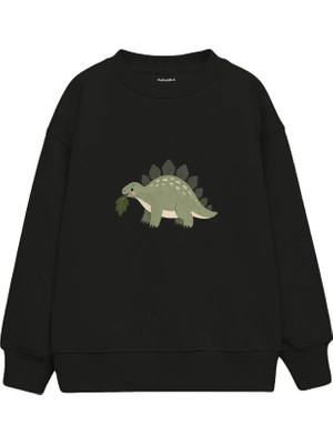 The Lucid Lab Sage Stegosaurus Carrying A Leaf Çocuk Sweatshirt