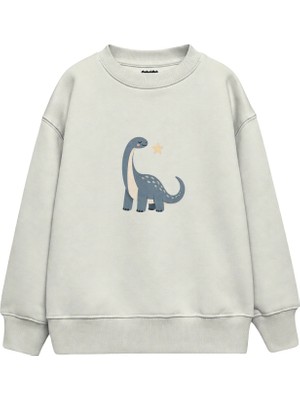The Lucid Lab Dusty Blue Sauropod With A Small Star Çocuk Sweatshirt