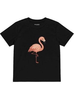 The Lucid Lab Flamingo Balancing On One Leg Çocuk Tişört - Siyah