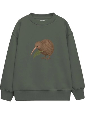 The Lucid Lab Kiwi Bird With A Small Fern Çocuk Sweatshirt