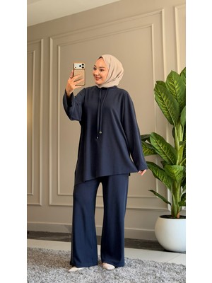 Suede Style 6072 - Şık Rahat Fitilli Ripo Yumuşak Kumaş Salaş Kadın Takımı