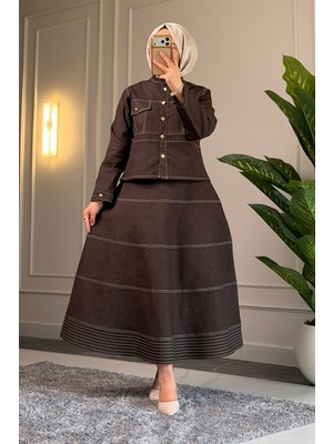 Suede Style 6391 - Rahat Salaş Kabardin Kot Etekli Takım