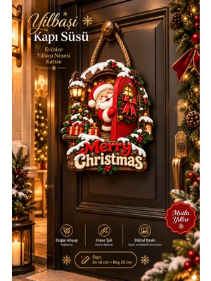 Pairla 25-15 cm Yuvarlak Yıldızlı Ahşap Noel Kapı Süsü Yılbaşı Mazemeleri Yılbaşı Ağacı Süsü Yılbaşı Süsü