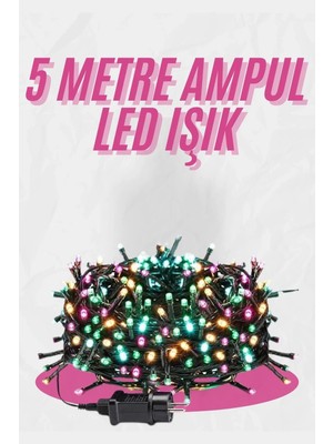 Ersert Ers ® 5 Metre Ampul LED Işık Renkli Rgb Çok Renkli LED Aydınlatma