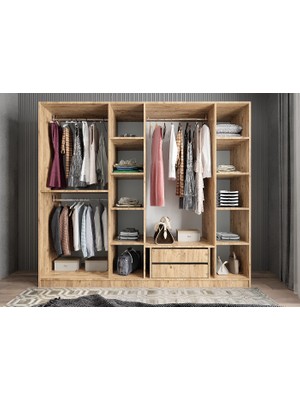 Baramolife Eko 6 Kapaklı Gardırop - Çam&füme - G.A.S.E_270