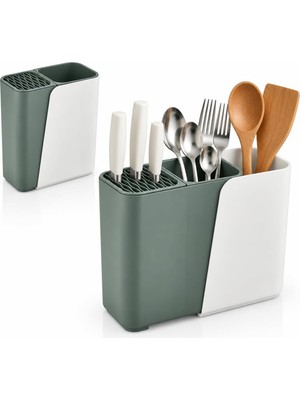 Str Store Teleskopik Çatal Kaşık Bıçak Organizeri, Ayarlanabilir 16,5-24 cm Dikey Mutfak Düzenleyici, Tezgah Üstü Kaşıklık Bıçaklık, Çok Bölmeli Plastik Mutfak Gereçleri Organizeri (Asorti Renk)