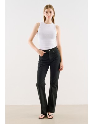 Manuka ORTA BEL SKINNY FLARE FIT JEAN SİYAH