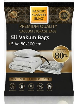 Gogidigo Aradığın o 5 Adet Büyük Boy 80x100 cm Vakumlu Poşet Vakumlu Hurç Vakumlu Torba Yorgan Yastık Hurcu