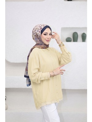 Suede Style 6394 - Şık, Rahat Viva Dantel Detaylı Kadın Gömlek