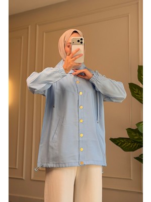 Suede Style 6597 - Rahat Düğmeli Cepli Geniş Yaka Detaylı Kap