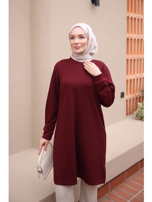 İmaj Butik Bordo Bisiklet Yaka Modal Tunik