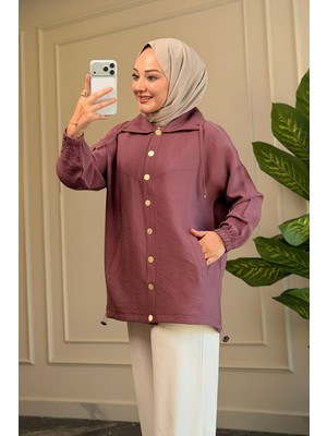 Suede Style 6597 - Rahat Düğmeli Cepli Geniş Yaka Detaylı Kap