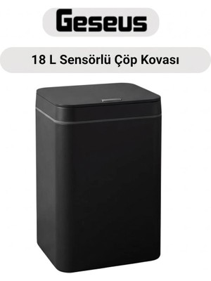 Geseus Sensörlü Çöp Kovası Plastik 18 Litre- Yerli Üretim Siyah