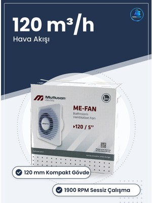 Tavan Vantilatörü 120 mm Banyo Tuvalet Aspiratörü 15W M³/h Sessiz Havalandırma Fanı Kompakt