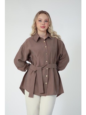 Suede Style 5831 - Poplin Denizci Yaka Bel Bağlamalı Kadın Gömlek