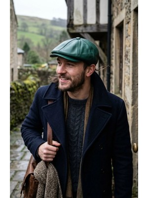 Emybox Deri Şapka Kasket %100 Deri El Yapımı - Peaky Blinders Tarzı Lastikli Unisex Şapka