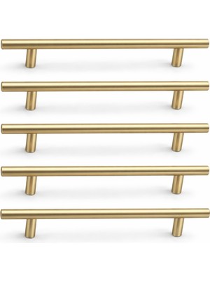 Şanal (5 Adet) 224 mm Soft Altın Metal Mobilya Mutfak Dolap Çekmece Dolabı Kulbu Kulpu Kulpları