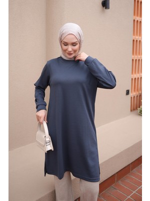 İmaj Butik Antrasit Bisiklet Yaka Modal Tunik