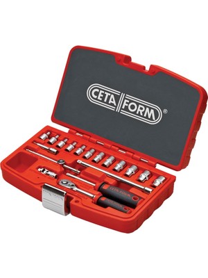 Ceta Form C00/18PH2 Lokma Takımı, Kırmızı, 1 Adet, 18 Parça, 1/4", 6 Köşe