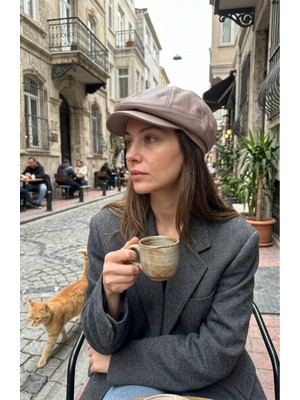 Emybox Deri Şapka Kasket %100 Deri El Yapımı - Peaky Blinders Tarzı Lastikli Unisex Şapka