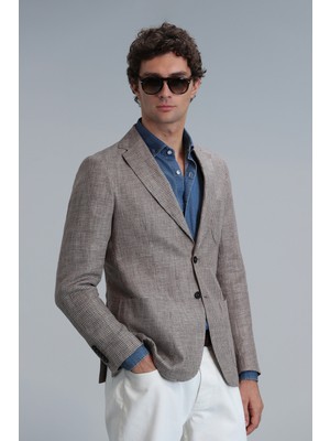 Lufian Luta Spor Erkek Blazer Ceket Slim Fit Kahverengi