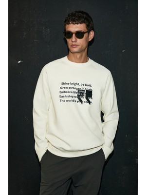 Lufian Shadow Erkek Sweatshirt Kırık Beyaz