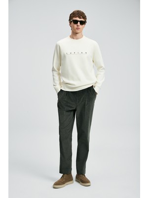 Lufian Cooper Erkek Sweatshirt Kırık Beyaz
