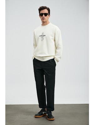 Lufian Sımba Erkek Sweatshirt Kırık Beyaz