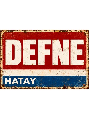 Lucena Defne Hatay Retro Vintage Eskitme Metal Duvar Tabelası Dekoratif Teneke Levha 15X20 cm