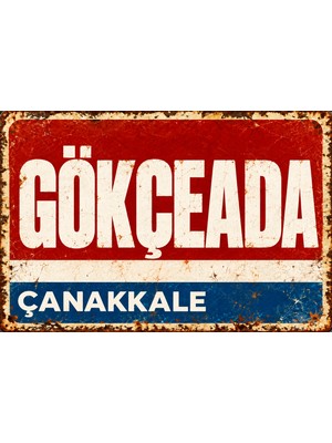 Lucena Gökçeada Çanakkale Vintage Metal Duvar Tabelası Retro Dekoratif Pano 15X20 cm