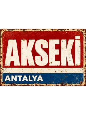 Lucena Akseki Antalya Retro Vintage Metal Duvar Tablosu – Eskitme Tasarım Dekoratif Teneke Levha  15X20 cm