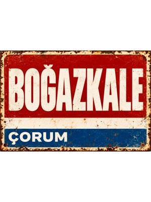Lucena Boğazkale Çorum Retro Vintage Metal Duvar Tablosu Eskitme Tasarım Dekoratif Tabela 15X20 cm