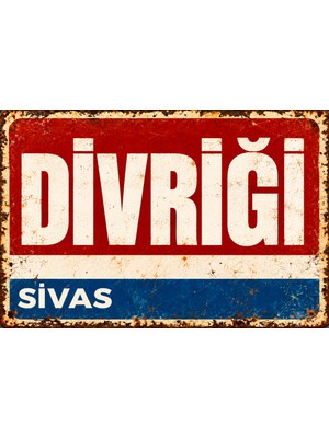 Lucena Divriği Sivas Retro Vintage Eskitme Metal Duvar Tablosu Dekoratif Nostaljik Ilçe Tabelası  15X20 cm